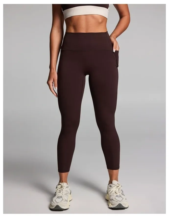 Rockwear No Front Seam Pocket Ankle Grazer Tights in Cocoa