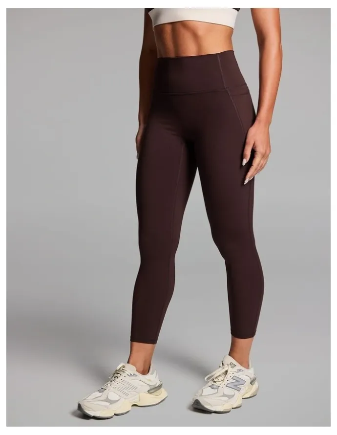 Rockwear No Front Seam Pocket Ankle Grazer Tights in Cocoa
