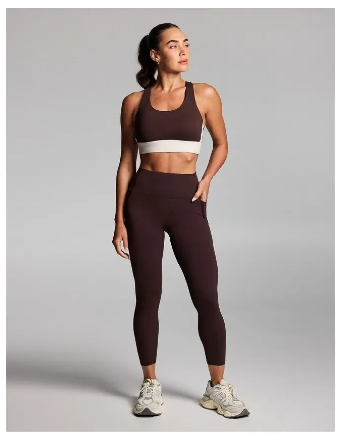 Rockwear No Front Seam Pocket Ankle Grazer Tights in Cocoa