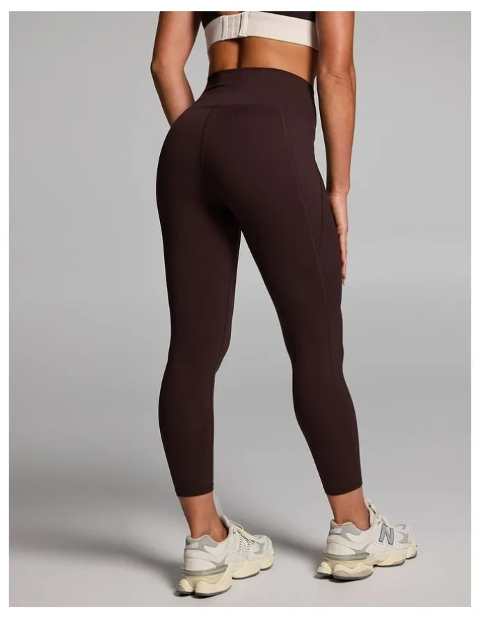 Rockwear No Front Seam Pocket Ankle Grazer Tights in Cocoa
