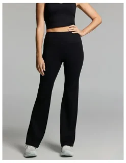 Rockwear No Front Seam Scrunch Bum Flared Tights Black