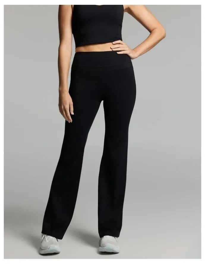 Rockwear No Front Seam Scrunch Bum Flared Tights Black