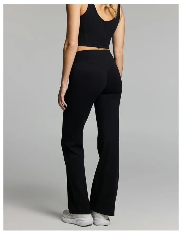 Rockwear No Front Seam Scrunch Bum Flared Tights Black