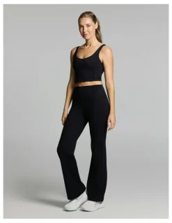 Rockwear No Front Seam Scrunch Bum Flared Tights Black