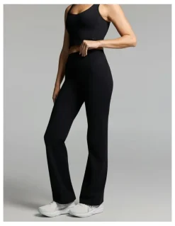 Rockwear No Front Seam Scrunch Bum Flared Tights Black