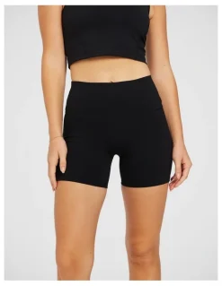 Rockwear No Front Seam Scrunch Bum Mid Thigh Tight in Black