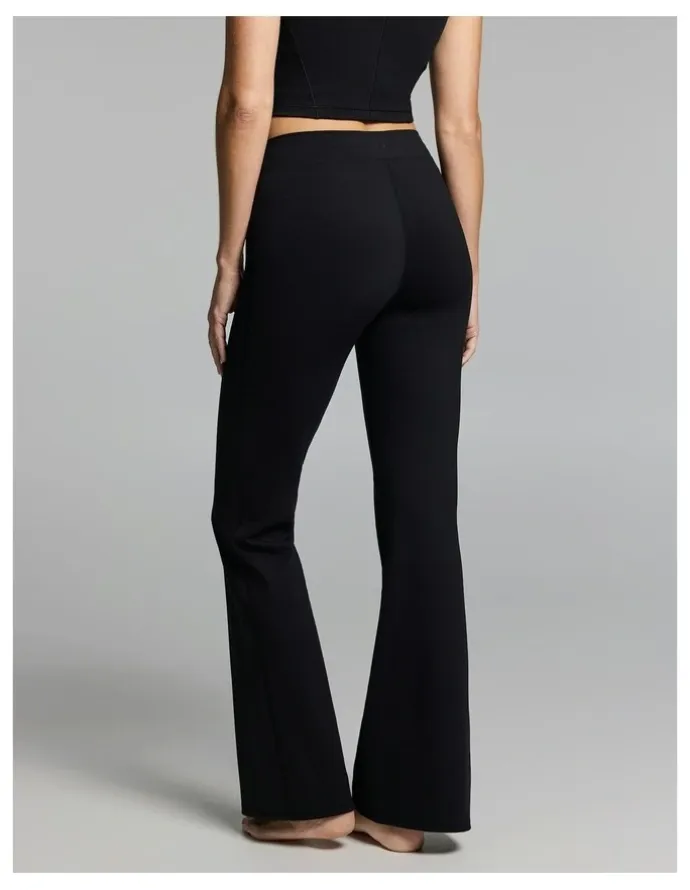 Rockwear No Front Seam Tie Front Slim Flared Tights Black