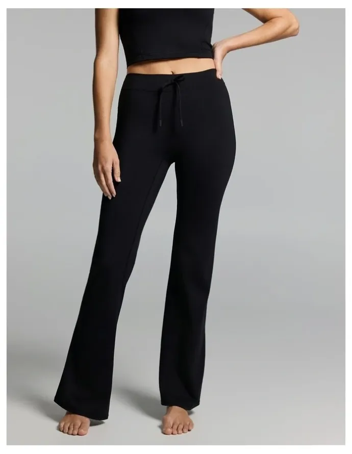 Rockwear No Front Seam Tie Front Slim Flared Tights Black