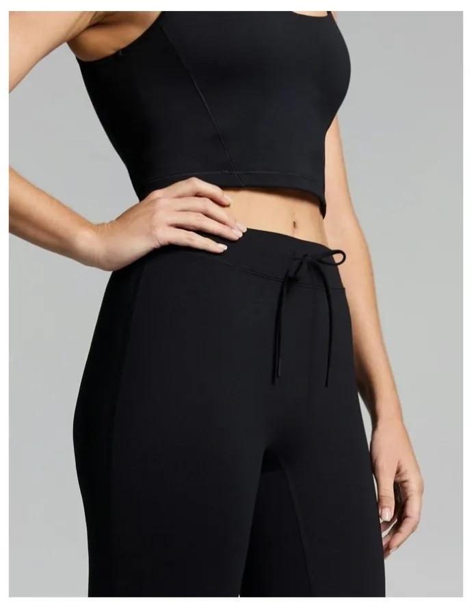 Rockwear No Front Seam Tie Front Slim Flared Tights Black