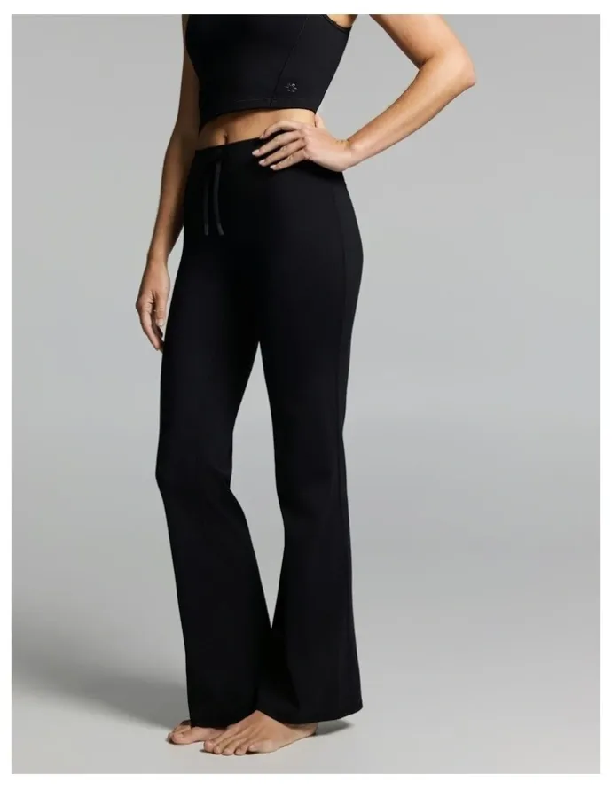 Rockwear No Front Seam Tie Front Slim Flared Tights Black