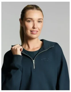 Rockwear Plush Fleece Half Zip Hoodie Teal