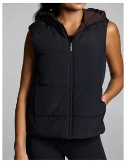 Rockwear Reversible Puffer Vest Black/Cocoa