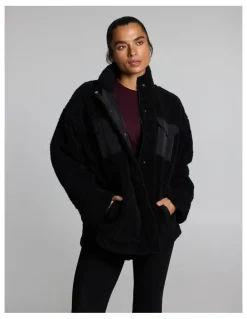 Rockwear Sherpa Oversized Zip Jacket Black