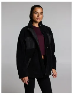 Rockwear Sherpa Oversized Zip Jacket Black