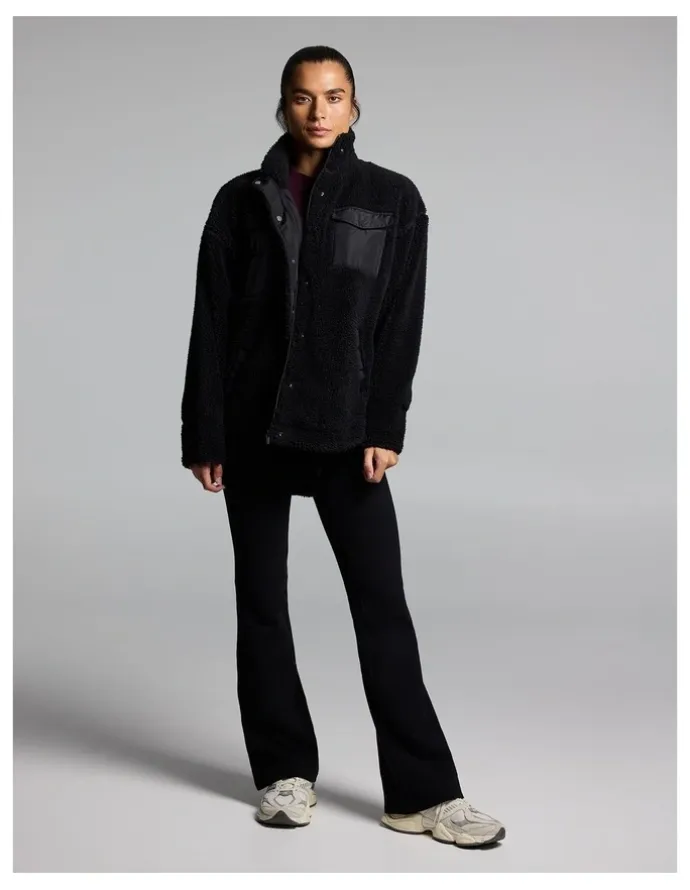 Rockwear Sherpa Oversized Zip Jacket Black