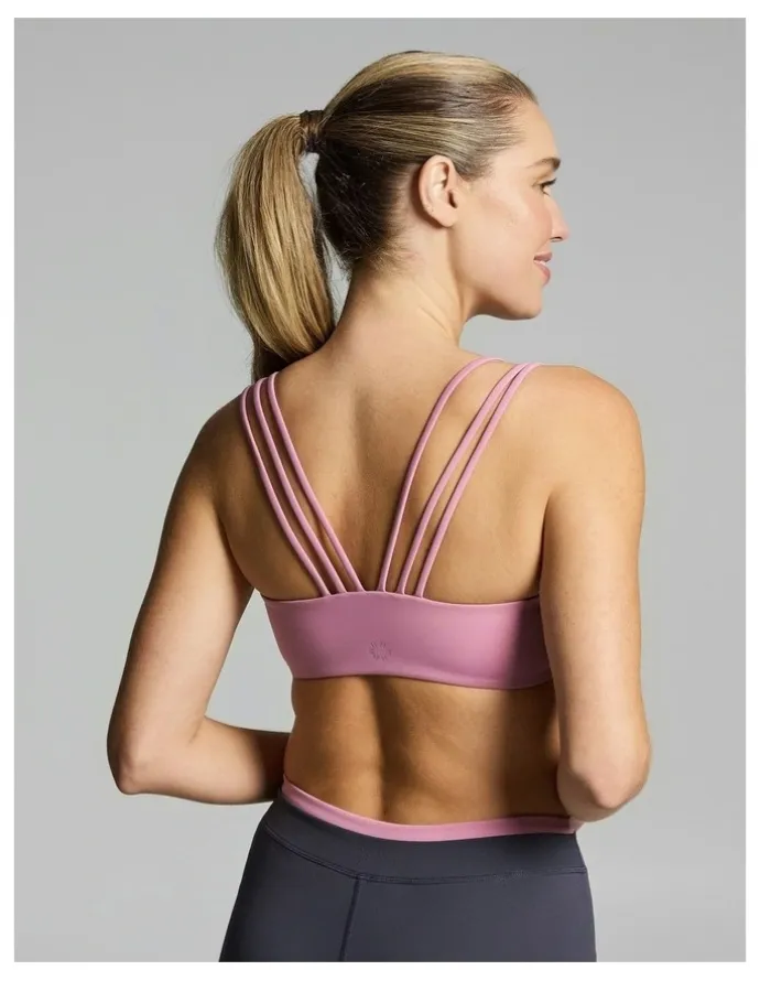 Rockwear Strappy Bandeau Sports Bra Dusty Pink
