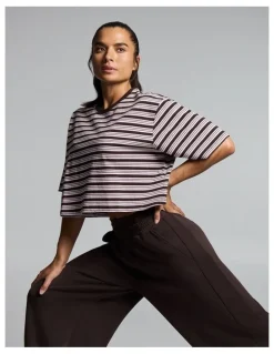 Rockwear Stripe Boxy Hip Length Tee Multi