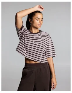 Rockwear Stripe Boxy Hip Length Tee Multi