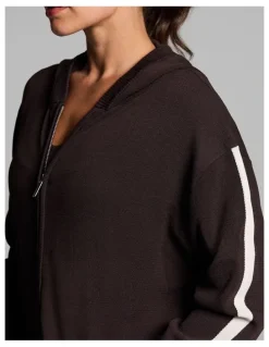 Rockwear Stripe Side Knit Jacket in Cocoa/Alabaster