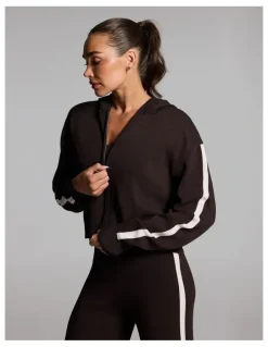 Rockwear Stripe Side Knit Jacket in Cocoa/Alabaster