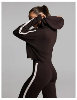 Rockwear Stripe Side Knit Jacket in Cocoa/Alabaster