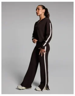 Rockwear Stripe Side Knit Jacket in Cocoa/Alabaster