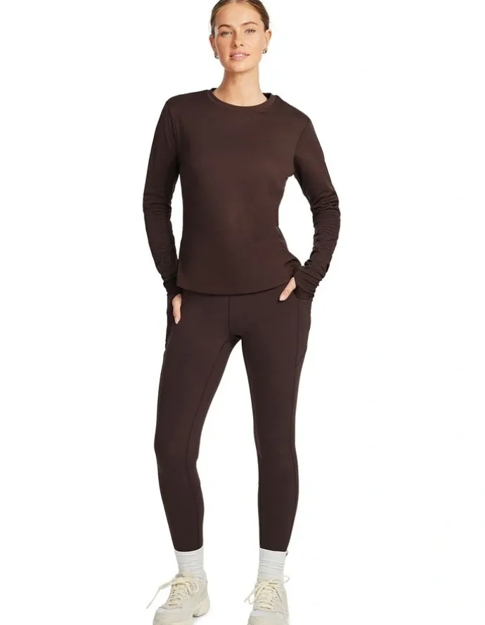 Rockwear Thermal Long Sleeve Crew Top in Chocolate