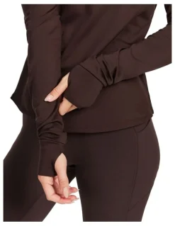 Rockwear Thermal Long Sleeve Crew Top in Chocolate