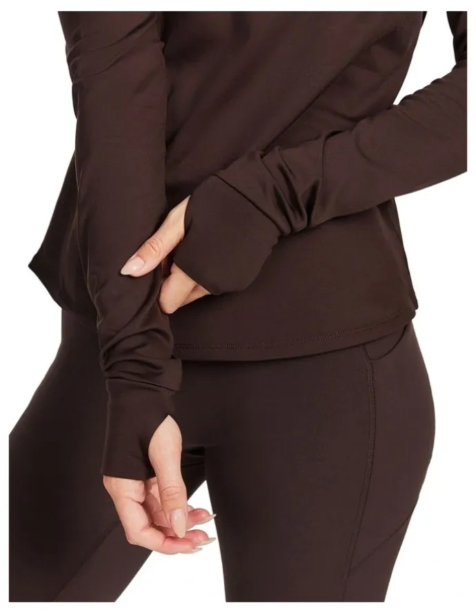 Rockwear Thermal Long Sleeve Crew Top in Chocolate