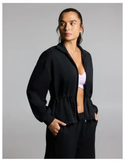 Rockwear Travel Cinch Waist Zip Through Jacket Black