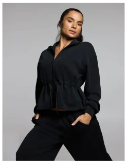 Rockwear Travel Cinch Waist Zip Through Jacket Black