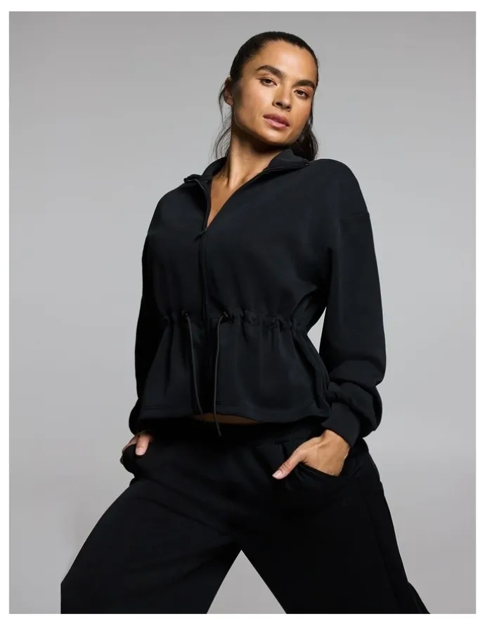Rockwear Travel Cinch Waist Zip Through Jacket Black