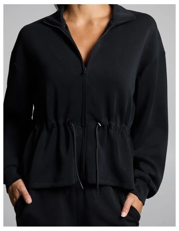 Rockwear Travel Cinch Waist Zip Through Jacket Black