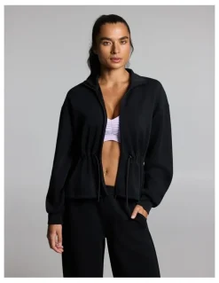 Rockwear Travel Cinch Waist Zip Through Jacket Black