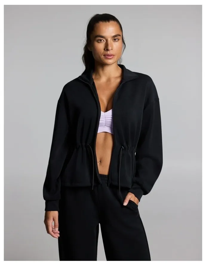Rockwear Travel Cinch Waist Zip Through Jacket Black