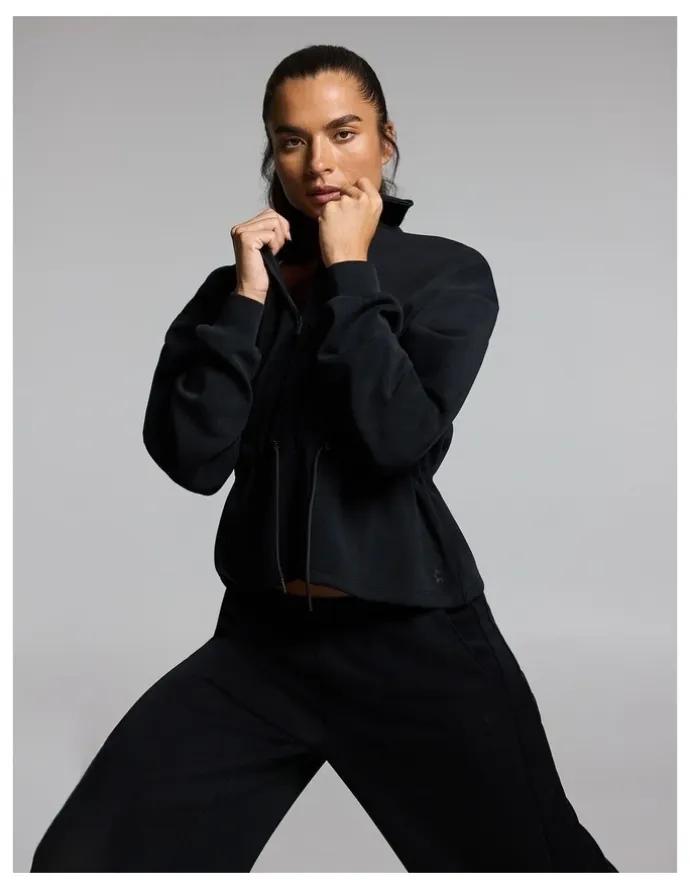 Rockwear Travel Cinch Waist Zip Through Jacket Black