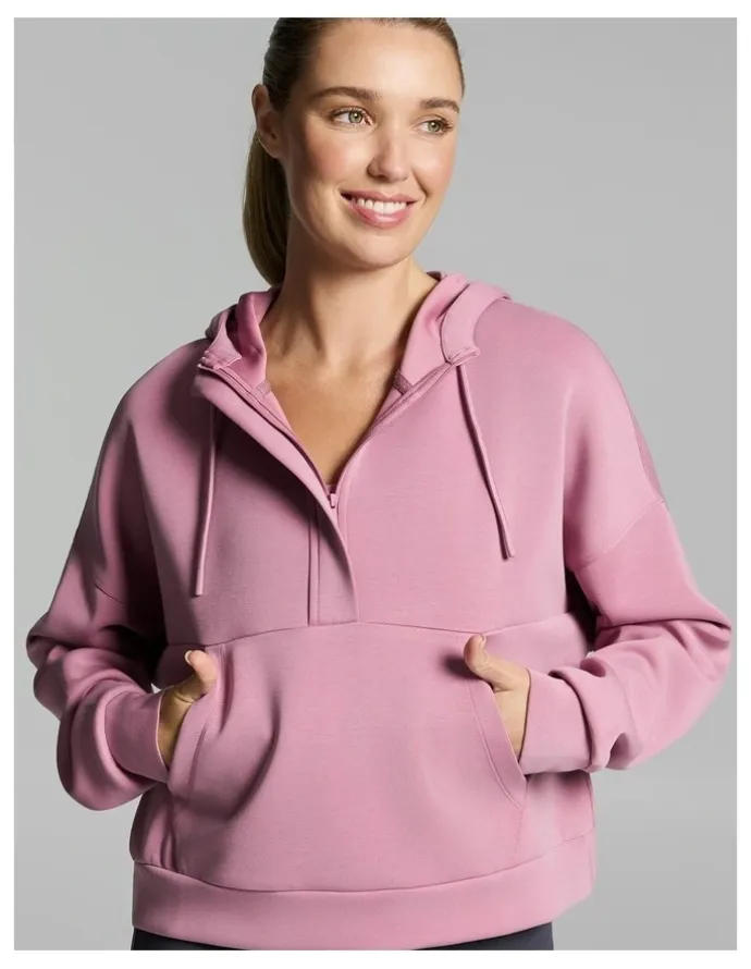 Rockwear Travel Half Zip Hoodie Dusty Pink