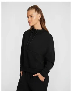 Rockwear Travel Hip Hood Half Zip in Black