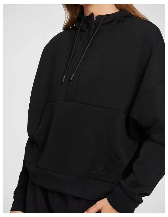 Rockwear Travel Hip Hood Half Zip in Black