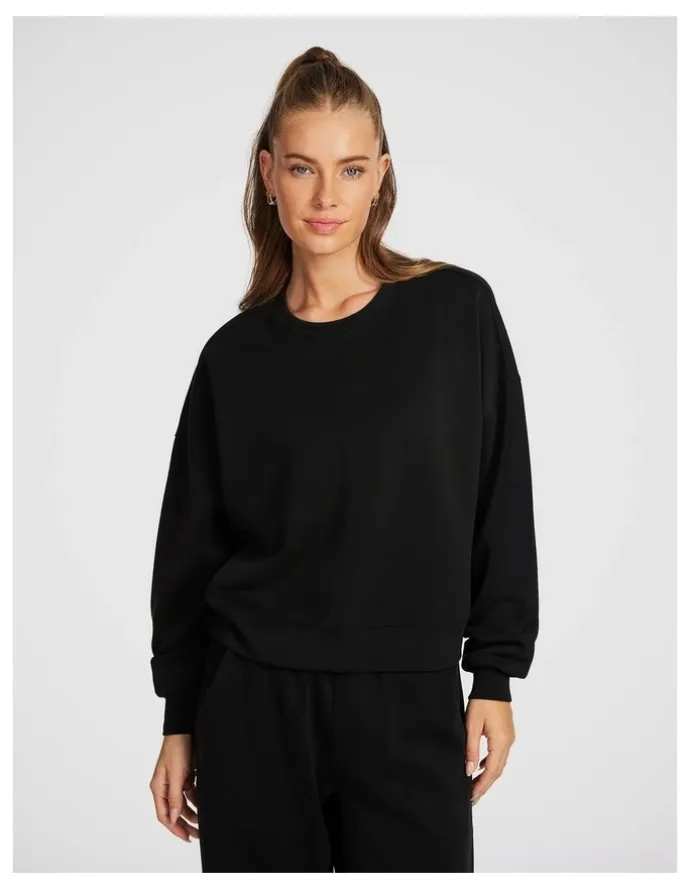 Rockwear Travel Hip Length Crew Sweater in Black