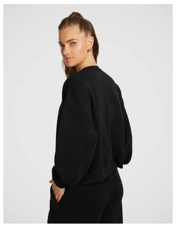 Rockwear Travel Hip Length Crew Sweater in Black