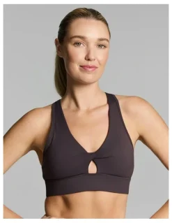 Rockwear Twist Front Medium Impact Sports Bra Nutmeg