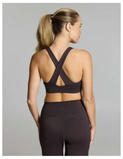 Rockwear Twist Front Medium Impact Sports Bra Nutmeg