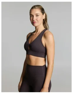 Rockwear Twist Front Medium Impact Sports Bra Nutmeg