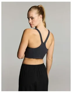 Rockwear V Neck Low Impact Longline Sports Bra Dark Grey