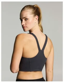 Rockwear V Neck Low Impact Longline Sports Bra Dark Grey