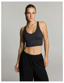 Rockwear V Neck Low Impact Longline Sports Bra Dark Grey