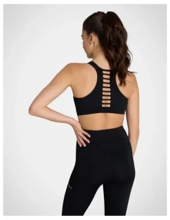 Rockwear Velocity Zip Medium Impact Sports Bra in Black