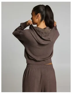 Rockwear Waffle Zip Through Hoodie Milk Choc