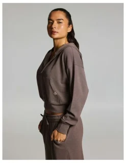 Rockwear Waffle Zip Through Hoodie Milk Choc